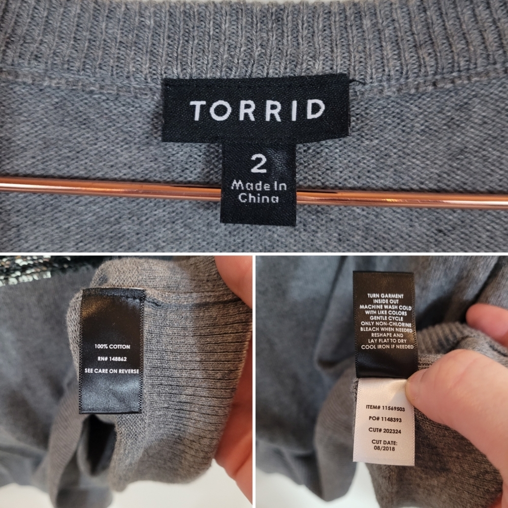 Torrid Grey Reversible Sequin Changing Sweater Si… - image 6